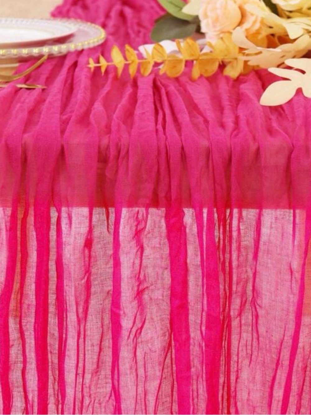 10 - Lightweight Pink Crinkled table runners